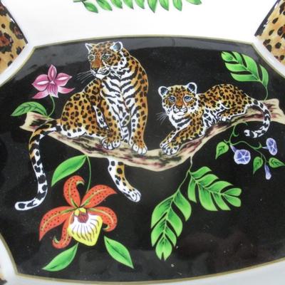 Signed Lynn Chase Designs Jaguar Jungle Candy Dish