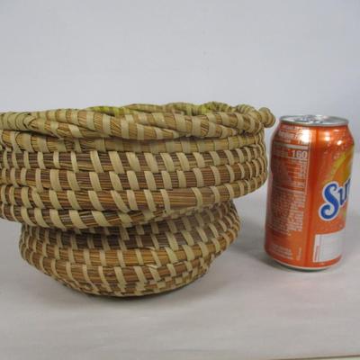 Sweetgrass Basket with Twisted Edge- Approx 8 1/2