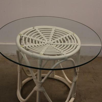 Vintage Round Bamboo/Rattan Stool End Table