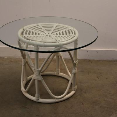 Vintage Round Bamboo/Rattan Stool End Table