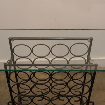 Iron Wine Rack with Glass Top