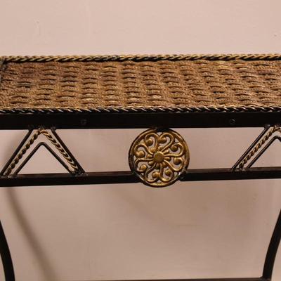 Metal End Table with Woven Top