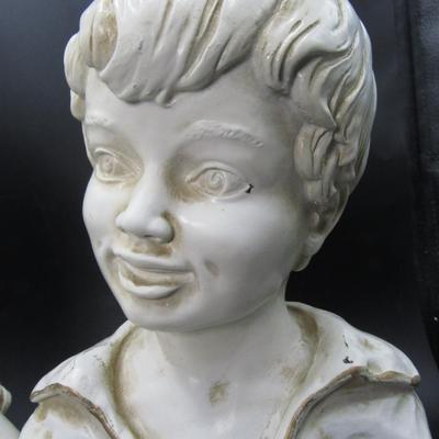 Pair of Vintage Universal Statuary Chicago Mid Century Girl & Boy Bust Head Statue
