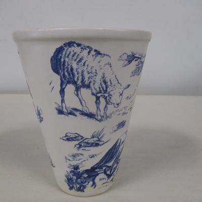 Glazed Ceramic Flower Pot in Classic Blue and White- Approx 5