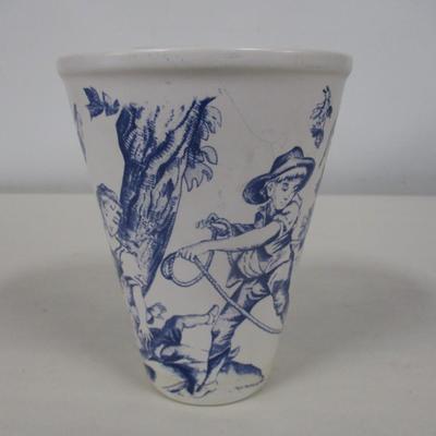 Glazed Ceramic Flower Pot in Classic Blue and White- Approx 5