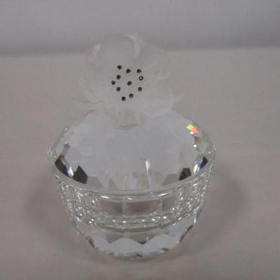 Swarovski Crystal Round Lidded Flower Ring Dish Bowl