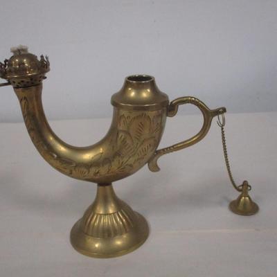 Vintage Genie Etched Oil Lamp