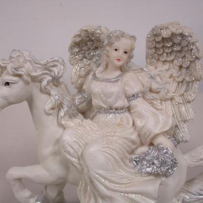 Guardian Angel With Child and Horse Angel Figures
