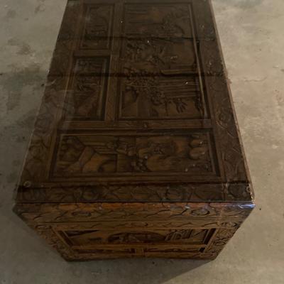 Vintage Hand carved wooden chest