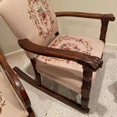 2 vintage stitched rocking chairs