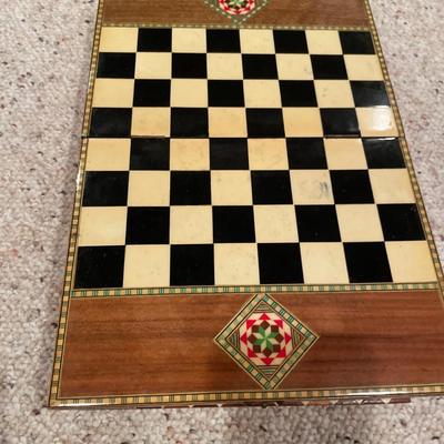 German wooden blocks and chess game