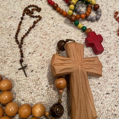 Large wooden rosary and more