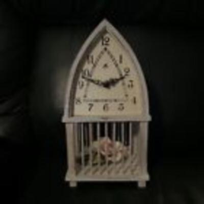 Vintage Wooden Decorative Birdcage Clock Farmhouse Shabby DÃ©cor