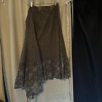 Sundance Wrap Skirt Womens Gray Floral Boho Y2k Retro 100% Cotton