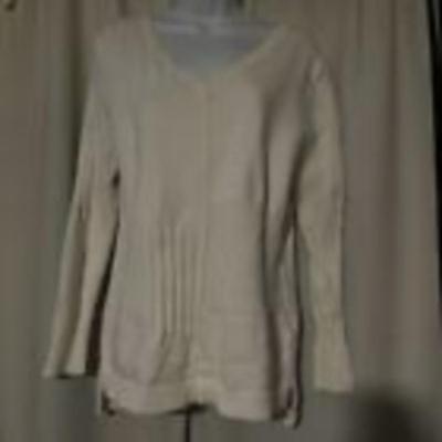 Sundance Catalog Velkin Sweater Women's Size M Ivory V-Neck Silk Blend