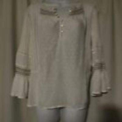Sundance Embroidered Top Small Bell Sleeve Women's Modal