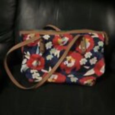 ROSETTI Floral Women's Handbag Tan Double Strap Silver Tone Hardware Purse