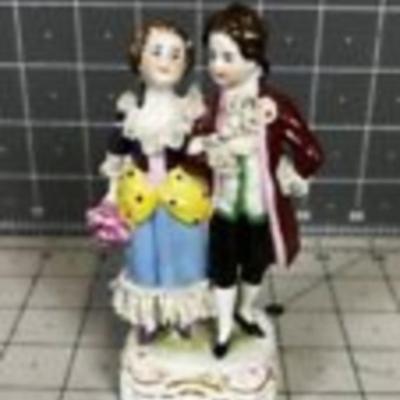 Rare Eugene Clauss Meissen Colorful Gentleman & Lady Small 5" Figurines