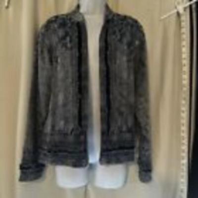 Coldwater Creek Jacket Womens Medium Floral Sheen Jacquard Open Front
