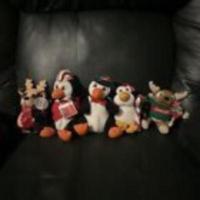 Coca-Cola Christmas Ornament Plush Penguin Deer Set of 5 Holidays