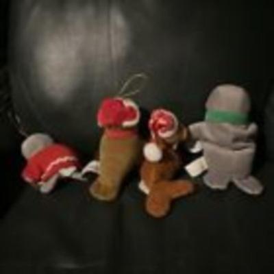 Coca-Cola Christmas Ornament Plush Seal & Walrus Set of 4 Holidays