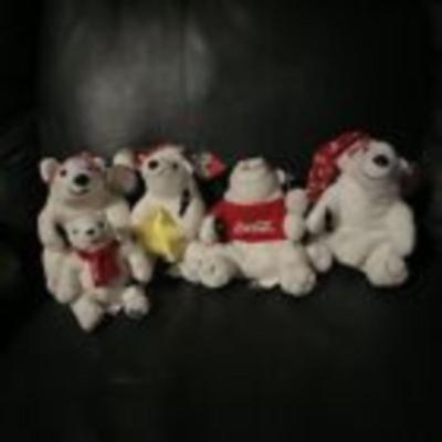 Coca-Cola Bean Bag Plush Polar Bear Lot of 5 with Tags Ornaments