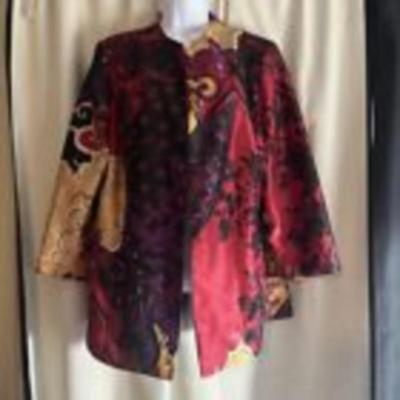 CHICO'S Paisley Print Open Front Coat Jacket Top Size 2 US 12 / 14 / Large