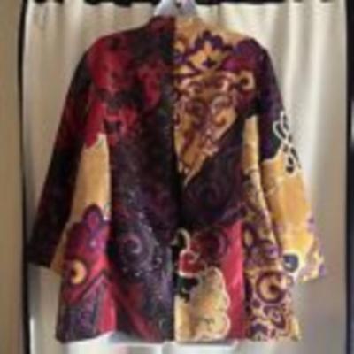 CHICO'S Paisley Print Open Front Coat Jacket Top Size 2 US 12 / 14 / Large