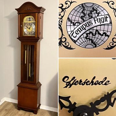 HERSCHEDE ~ Solid Wood Grandfather Clock ~Chimes perfectly every 15 minutes.