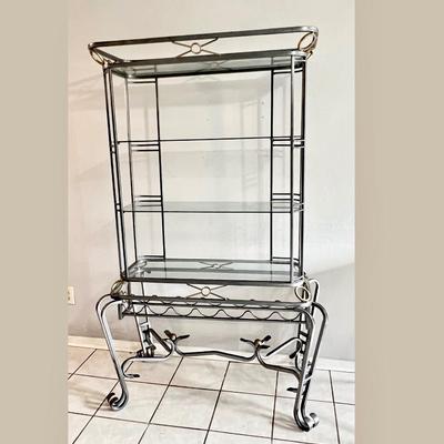 Lightweight Metal Wine / Bakers Rack With Gold Accents