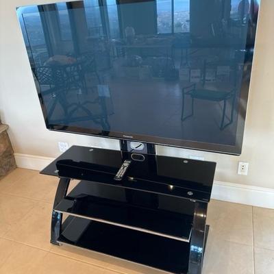 Lot 309 Panasonic, HD, plasma, TV, model TC P606130 plus glass and metal tv stand