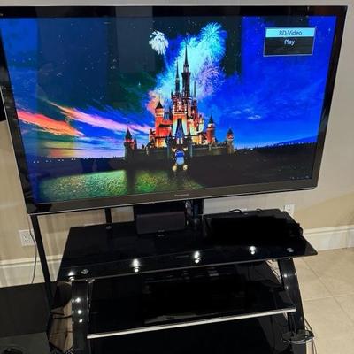 Lot 309 Panasonic, HD, plasma, TV, model TC P606130 plus glass and metal tv stand