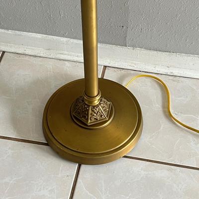 3-Way Gold Metal Floor Lamp With Glass Shade