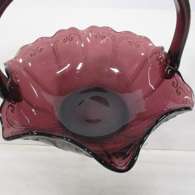 Fenton Art Glass Handled Basket