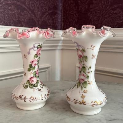 Pair Fenton Vases