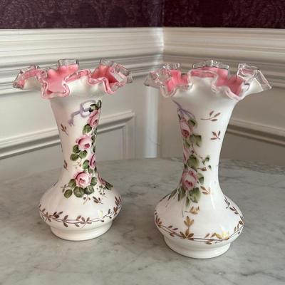 Pair Fenton Vases