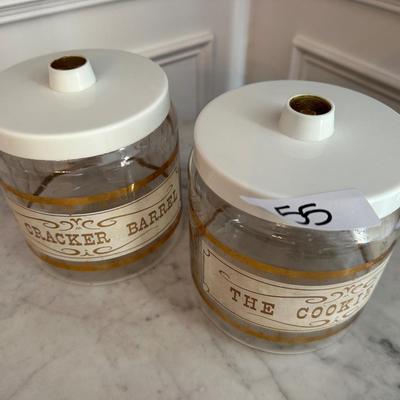 Pair Vintage Pyrex Canisters