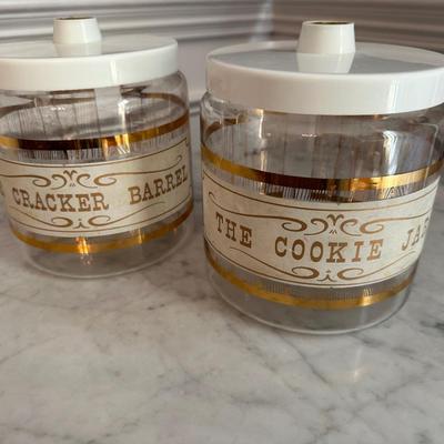 Pair Vintage Pyrex Canisters