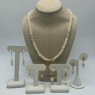 Collection of Pearl Necklaces, Earrings, & Brooches (B1-HS)