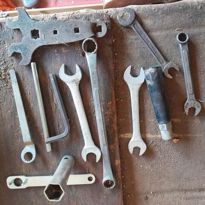 Assortment of wrenches and other hand tools