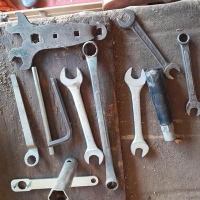 Assortment of wrenches and other hand tools