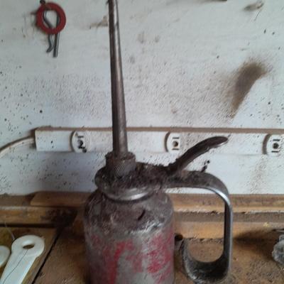 Lever pump action oil can