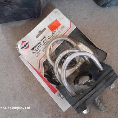 Cable type Tire chains - battery charger and new universal Muffler clamps