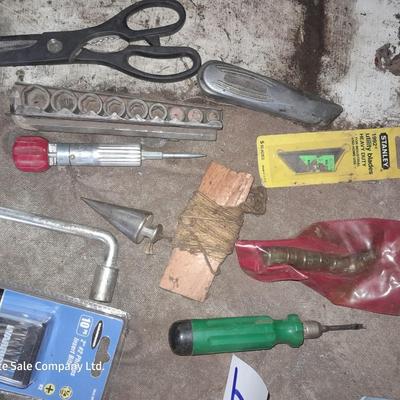 Assortment of hand tools - sockets - driver bits - and more
