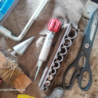Assortment of hand tools - sockets - driver bits - and more