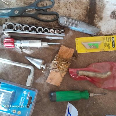 Assortment of hand tools - sockets - driver bits - and more
