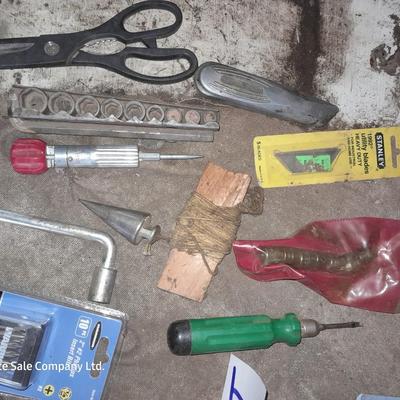 Assortment of hand tools - sockets - driver bits - and more
