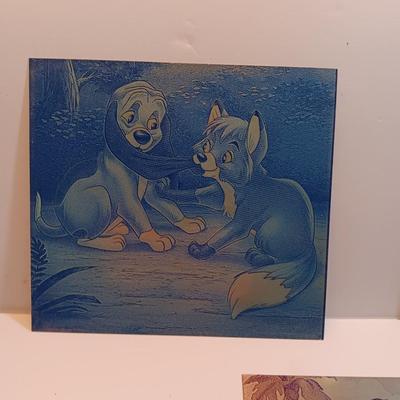Tin / metal lasered artwork cartoon characters Lady & Tramp - and others
