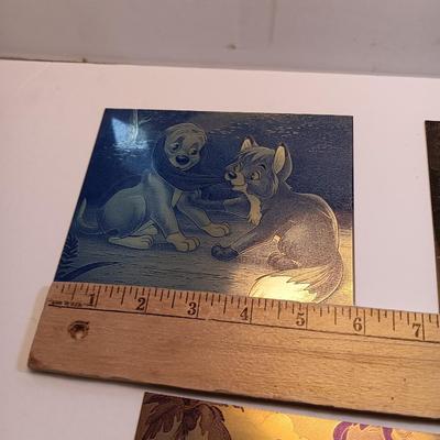 Tin / metal lasered artwork cartoon characters Lady & Tramp - and others