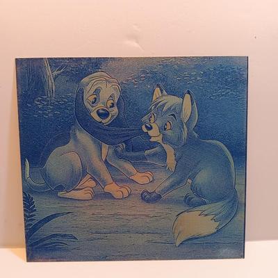 Tin / metal lasered artwork cartoon characters Lady & Tramp - and others